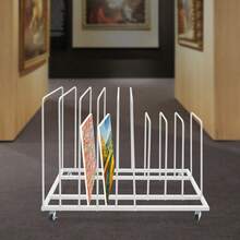 Art Storage Rack With Wheels, Rolling Art Painting Drying Rack 9 Section Metal Storage Stand For Canvas Drawing Boards Panels Prints - White - View 5