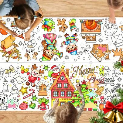 beartale 300cm Christmas Art Coloring Roll For Children – Christmas Theme Drawing Paper, Creative DIY Art Set For Kids And Toddlers, Perfect Art Gift For Kids Holiday Creativity, Gifts For Girls, Stocking Fillers, Christmas Gifts, Kids Toys, Halloween Decorations, Christmas Decorations, Stationery & School Supplies, Paper Craft Supplies, Art Supplies, Travel Games