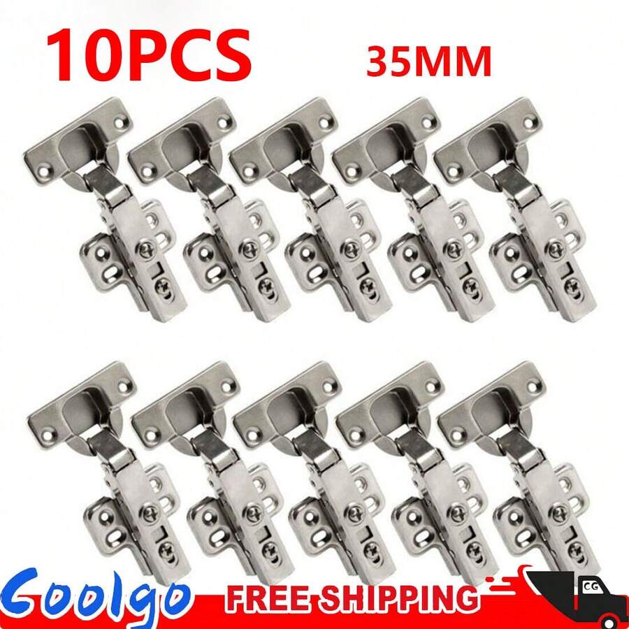 10-Piece Adjustable Soft Close 35mm Kitchen Cabinet Door Hinges - Silver - View 1