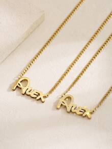 1 Stück personalisierte Edelstahl-Halskette mit Alex Buchstabensymbol, Doppelschicht Original Maßanfertigung - Personalisierter matter Buchstaben-Anhänger mit glänzenden Akzenten, glatte/matte Oberfläche Unisex Schmuckgeschenk, geeignet für Alltag oder besondere Anlässe, 18 Karat vergoldete personalisierte Halskette mit glänzenden Akzenten, Unisex