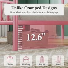 Metal Bed Frame, Metal Platform Bed Frame With Headboard And Footboard, Princess Bed For Girls, Crown Design, No Box Spring Needed, Easy Assembly, White/ Black/ Pink/ Gold, Twin/ Full/ Queen - Hồng - Xem 3