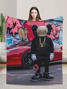 Kawss Kawaii Kaw  Blanket Flannel Blanket, Super Comfortable Winter Warm Blanket Summer Air Conditioning Blanket, Soft And Light Bed Sofa Decoration, Not Easy To Shed, Machine Washable - màu đen - Xem 1