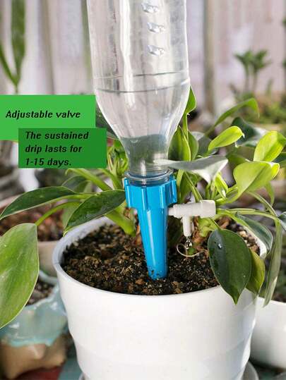 12 piezas de dispositivos de riego automático de plantas de polipropileno con sistema de riego por goteo ajustable, picos de riego automático de plantas para plantas en macetas de interior, jardín y oficina