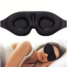 1pc Sleep Mask For Sleeping, Travel, Airline, Black No Nose Wing Eye Mask, 3D Stereo Light Blocking Eye Mask - 黑色 - 查看 1