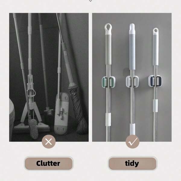 Uchwyty na miotły, ścienny organizer na mopy do pralni, szafy, łazienki, stojak na narzędzia, montaż uchwytu na mop nie wymaga wiercenia