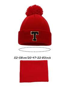 2 piezas/Set Gorros y bufanda de punto para bebé con letras A-Z. Gorro de punto para niñas, gorro de bebé rojo de Navidad, accesorios para bebé, sombreros para niños, gorro elástico para niño y niña de 4 a 8 años