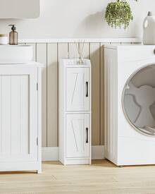 HEXCELEN Bathroom Storage Cabinet, Small Corner Floor Cabinet With Door And Shelves, Narrow Bathroom Organizer And Paper Storage With Adjustable Shelves, For Small Spaces, White - 白色 - 查看 1