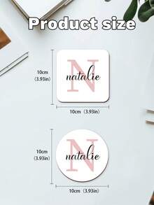 Personalised Name Drinks Wooden Coasters With Heart, Drinks Coaster Any Name, Coaster For Girls, Name And Initial,Custom Design Square And Round 2 Styles, Christmas Gift For Daddy From Son Or Daughter,2025 Christmas Table Decorations , Custom Family Keepsake Square Wooden Coaster - Multicolor - View 7