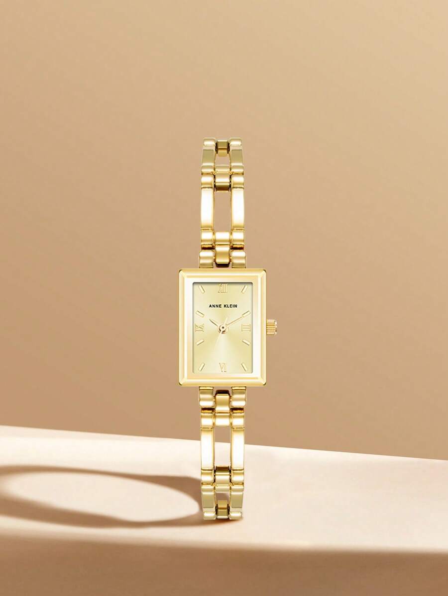 Anne Klein Gold-tone Quartz Bracelet Watch for Women with Champagne Sunray Dial Watch Ladies' Luxury Rectangular Case Analog Watch with Adjustable Bracelet,10/4898CHGP - 金色1 - 查看 1
