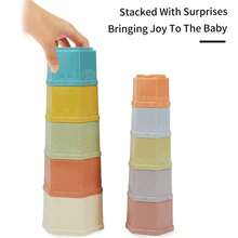10 件几何堆叠杯，婴儿益智嵌套沐浴玩具，婴儿互动玩具套装，生日礼物，婴儿沐浴玩具，鼓励宝宝爱上洗澡