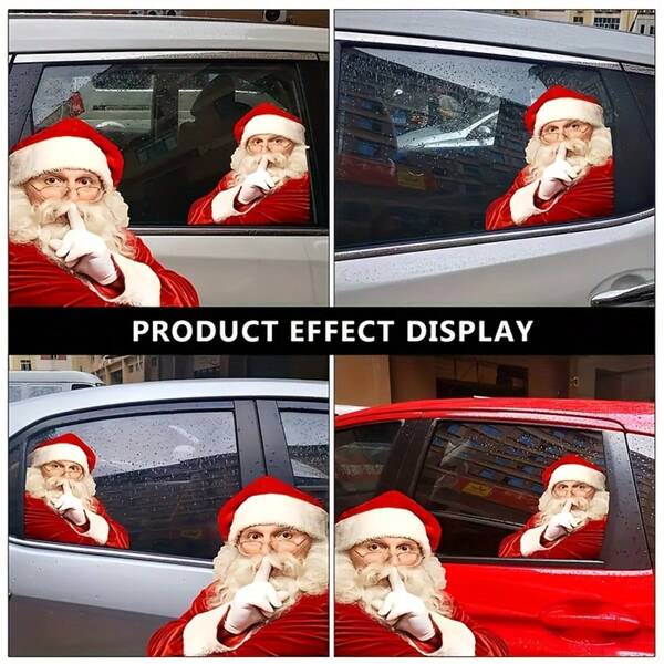 1pc Waterproof Realistic Santa Claus Sticker Christmas Car Window Glass Decal Decoration Ride With Santa Funny Christmas Window