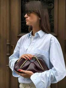 Nuevo bolso de mano de moda retro con diseño de nube arrugada, hecho de tela de PU, con herrajes metálicos únicos. Bolso de moda retro de alta gama, adecuado para mujeres, estudiantes universitarias, citas, fiestas y otras ocasiones