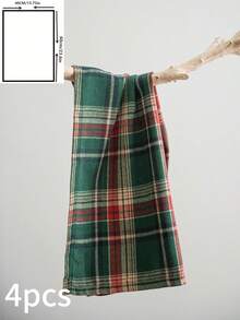 American Pastoral Style Green Plaid Rectangular Towel, Suitable For Daily Use, Festivals, Parties, Birthdays, Dining Tables, All Seasons - Green - View 8