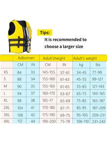 HISEA Adult Water Sports Swimming Vest; Men's Outdoor Sports And Swimming Equipment; Women's Outdoor Fishing Buoyancy Suit; Side Zipper Surfing Buoyancy Vest - Yellow - View 7