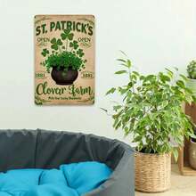 Tin Metal Sign St. Patrick's Day Clover Farm Sign  Lucky Shamrock Irish Tee  Men's & Women's Green Graphic Tee For St Paddy's Celebration  Vintage Style Clover Metal Sign Gift For Wall Art - Nhiều màu - Xem 2