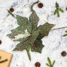 Christmas Artificial Flower, Shiny Colorful Tree Topper Stem Home Decor Party Favor - Light Green - View 5