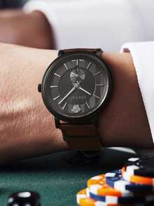 Versace Quartz Watch For Men With Leather Strap And Steel Case - Coffee Brown - View 8