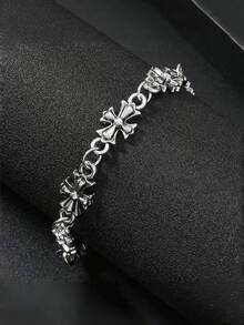 1 chiếc vòng tay thánh giá phong cách Punk dành cho nam, vòng tay thánh giá hoàn thiện cũ dành cho nam, phụ kiện thời trang và cá nhân hóa, quà tặng chu đáo cho bạn trai - trắng - Xem 2