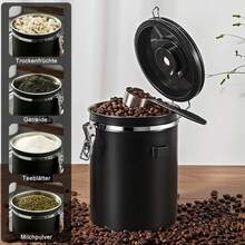 Coffee Bean Storage Container 2800 Ml – Airtight Stainless Steel Coffee Canister With Measuring Spoon, Aroma Preservation Container For Up To 1 Kg Of Coffee, Black - Black - View 4