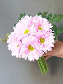 1束12头仿真菊花和向日葵，桌面装饰，摄影道具，花束