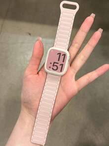 一套双色磁扣硅胶表带+表壳，适用于46mm、38mm、40mm、41mm、42mm、44mm、45mm、49mm表盘，可爱糖果色表带搭配保护壳，兼容苹果Series 11、10、9、8、7、6、5、SE、Ultra 2。 - 粉色 - 查看 4