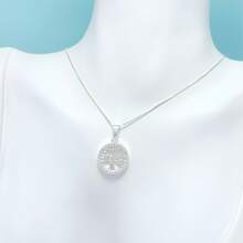 Simple And Elegant Tree Of Life Pendant Necklace, Inlaid With Zirconia, Plated In 925 Silver Or 18k Gold - Bạc - Xem 3