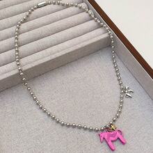 可爱甜美釉面小马吊坠项链，圆珠链，甜美酷炫时尚百搭小马颈链 - 馬 - 查看 7