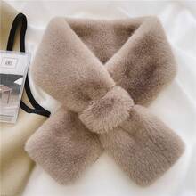 Solid Color Scarf Winter Neck Warmer Cute Thickened Warm Cross - White - View 7