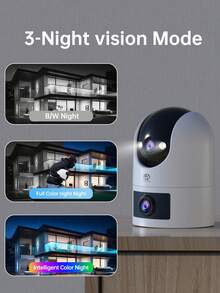 2.4G/5G 双 2K 3MP 镜头安全摄像头，室内外防水无线支持 360°PTZ，适用于婴儿/宠物/家庭/商店的摄像头，支持 2.4G/5G WIFI，彩色夜视，云和 SD 卡存储，双向音频，智能运动跟踪