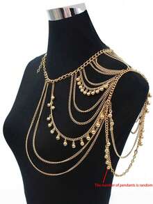 1 件时尚个性化吊坠，随机数量流苏链，百搭街头风格朋克肩带，甜美酷炫身体链设计配饰 - 多色 - 查看 12