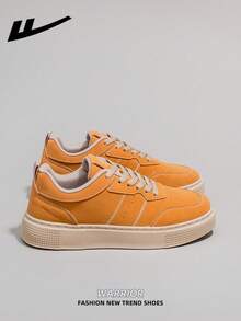 WARRIOR Casual Men's Shoes, Comfortable & Versatile Solid Color Flat Casual Walking Sneakers, Lace-Up Soft Sole Casual Shoes, Low-Top Outdoor Flat Shoes, Round Toe Low Heel Non-Slip Solid Color Elegant Soft Bottom Hiking Shoes, Men's Low-Top Leather Casual Skateboard Shoes