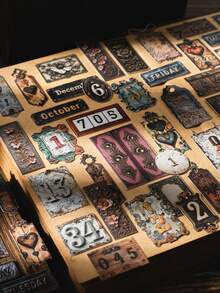 20张/包 复古数字日期压纹贴纸，适用于剪贴簿、DIY手工、相册装饰 剪贴簿用品 文具 - 彩色 - 查看 4