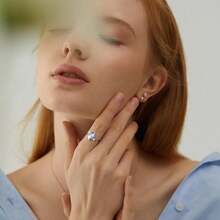 1pc 925 Sterling Silver 2.7g Moonstone Ring, Cubic Zirconia Accented Statement Ring For Women