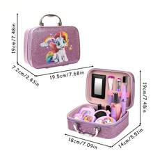 Kids Pretend Play Cartoon Makeup Toy, Purple/Pink Cosmetic Bag & Accessories Gift Set (Realistic Makeup), Dress Up Toys For 3-9 Years Old Girls, Birthday/Halloween/Christmas Gift For Girls - Multicolor - View 11