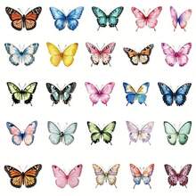 50 Vibrant Butterfly Stickers - Waterproof PET Adhesive For Laptops, Scrapbooks, DIY Projects, Skateboards, Guitars, Helmets, And Mugs - YWWBLD Transparent Colored Decorative Stickers, Vinyl Stickers - 50 件商品 - 查看 5