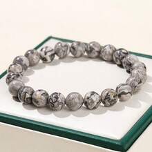 1pc 6/8/10mm Natural Stone Beaded Bracelet, Bohemian Style Tiger Eye/Amethyst/Agate Healing Stone Bracelet, Layerable Colorful Handmade Jewelry For Women - Multicolor - View 122