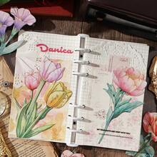 8张/包 金箔花朵主题贴纸，创意美学贴纸，DIY装饰剪贴簿工艺材料，节日礼物，个性化剪贴簿学习用品文具 - 黃色 - 查看 8