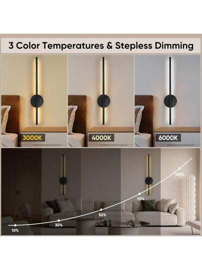 Moderne LED Rechargeable Magnetic Wand Lamp Home Fixtures Minimalist USB Zwart 50/80cm Sconce Remote Stepless Dimming Aluminium Charging ation Aisle Coffee Shops Entrance Staircase Living Room Kitchen Isl Bedroom Bedside Hallway Luxe view 8