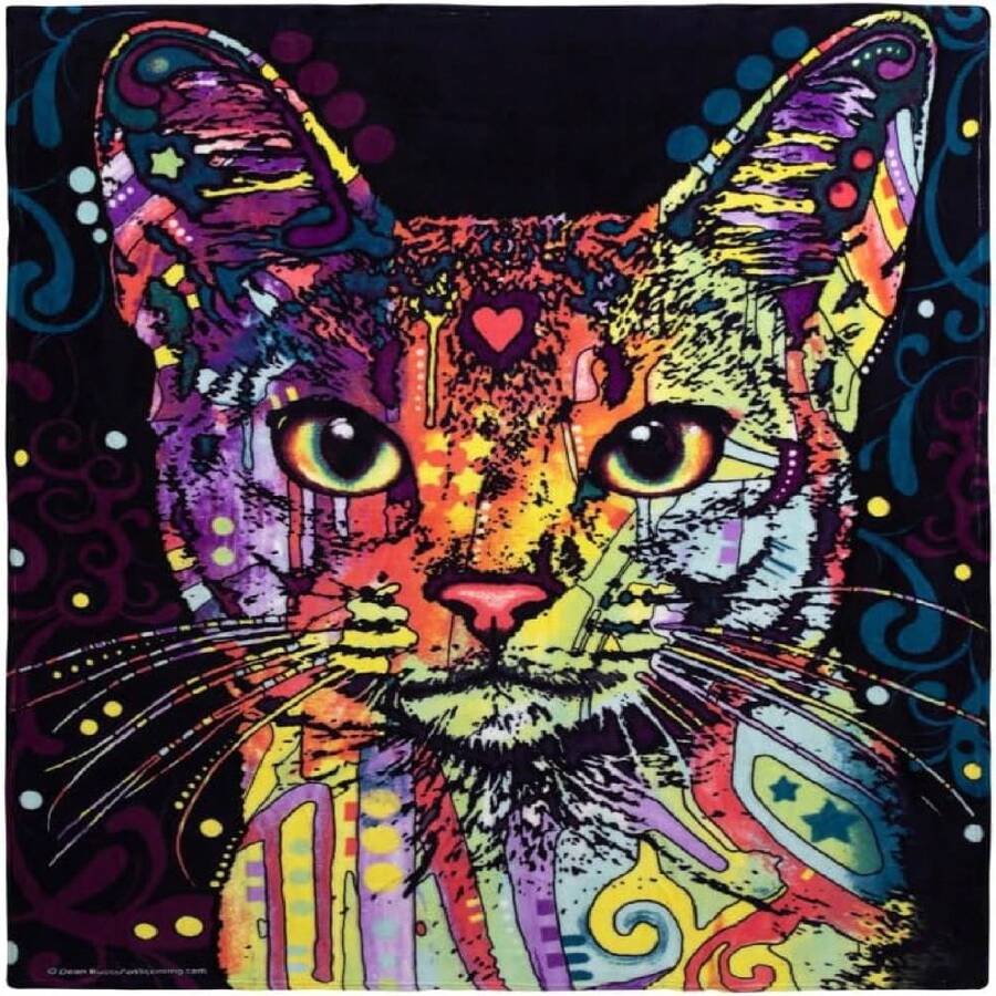 Dawhud Direct Dean Russo Confident Cat Fleece Blanket - 50x60-Inch Soft Plush Throw For Bed, Couch, Or Travel - Cozy Cat Blanket For Women, Men, And S - Thoughtful Gift For Cat Lovers. - 白色 - 查看 1