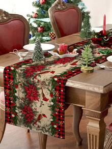 1 pieza Camino de mesa con diseño de pájaro navideño, Camino de mesa decorativo navideño, Camino de mesa tipo lino navideño, Camino de mesa, Camino de mesa, 1 pieza Camino de mesa, 4 piezas Individuales, 1 pieza Funda de cojín, 3 productos disponibles, Decoración de hogar de temporada para interiores/exteriores, Decoración de hogar de invierno, Decoración navideña, Decoración de habitación navideña, Decoración de fiesta navideña - Multicolor - Ver 17