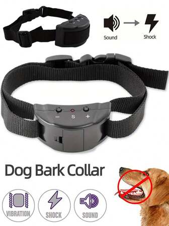 Dog Bark Collar Barking Stopper Collar Fully Automatic Anti-Bark Collar Adjustable Shock Intensity Dog Barking Training Collar Pet Supplies Dog Collar Dog Things Dog Stuff Puppy Keep Dog Accessories Dog Toys For Small/Medium Dogs Black(You Will Need To Purchase 4LR44 6V Battery Separately.)