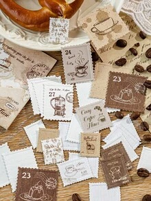 MOCARD 20 件/包压花复古美学邮票贴纸，创意 DIY 装饰剪贴簿材料，节日礼物，个性化剪贴簿学校用品 - 綠色 - 查看 8