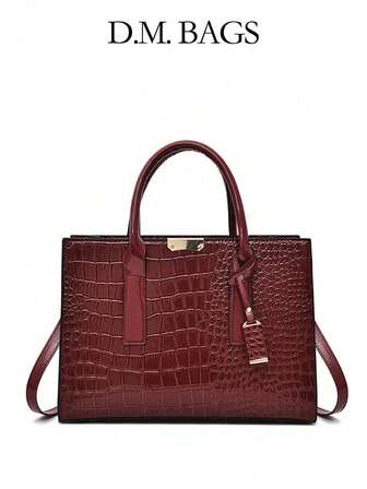 Sac fourre-tout de mode pour femmes à grande capacité, sac à main avec motif peau de crocodile, sac à épaule et sac bandoulière