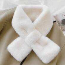 Solid Color Scarf Winter Neck Warmer Cute Thickened Warm Cross - White - View 13