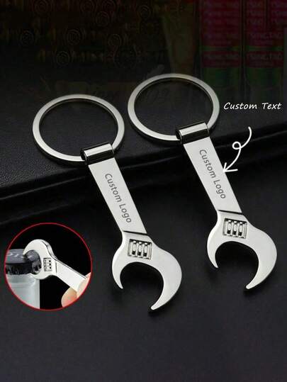 1/5/10/20/50pcs Personalized Bottle Opener, Customizable Text, Creative Wrench Keychain, Portable Keychain, Unique Gift For Father's Day, Christmas, Birthday, Wedding, Anniversary, Friends, Family, Clients, Colleagues