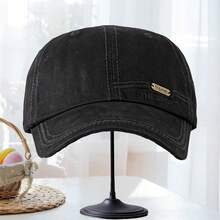 Adults Letter Embroidery Baseball Caps Fashionable Retro Distressed Sun Protection Hats For Daily Life - Black - View 2
