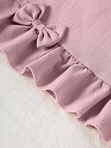 Bộ 2 áo dài tay và quần vải dệt mềm mại thoải mái cho bé gái, thích hợp mặc ngoài trời, mùa thu/đông - Bụi hồng - Xem 6