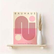 1pc Bauhaus-Inspired Canvas Art Print, Frameless, Chic Pink Abstract Geometric Art Posters, Decorative Wall Painting With Modern Geometry Design, Ideal For Home And Office Decor, Perfect Holiday Gift, Mid-Century Style Wall Decor, No Frame