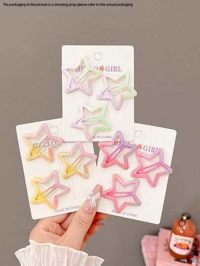 9 piezas Clips para el cabello con estrellas de purpurina estilo Y2K para mujeres, lindos pasadores de cabello degradados, pasadores de estrella de cinco puntas de 4 cm, accesorios versátiles para el cabello lateral, adecuados para uso diario, accesorios para la cabeza, horquillas