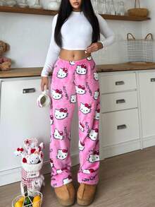 Sanrio 2pcs  Women Thermal Lined Pants, Warm & Cozy For Autumn/Winter